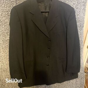 Vintage 80s Men's Black 3-Button Blazer Jacket Size 54 Formal